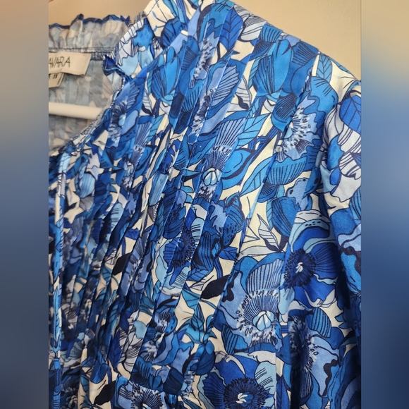Women's Avara Blue Floral Print Top Sz 1X - Picture 3 of 11